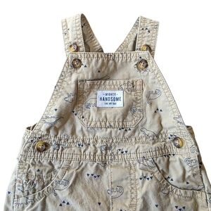 Just One You by Carter's Khaki Dinosaur Print Cotton Overalls, Baby Boys Size 9M